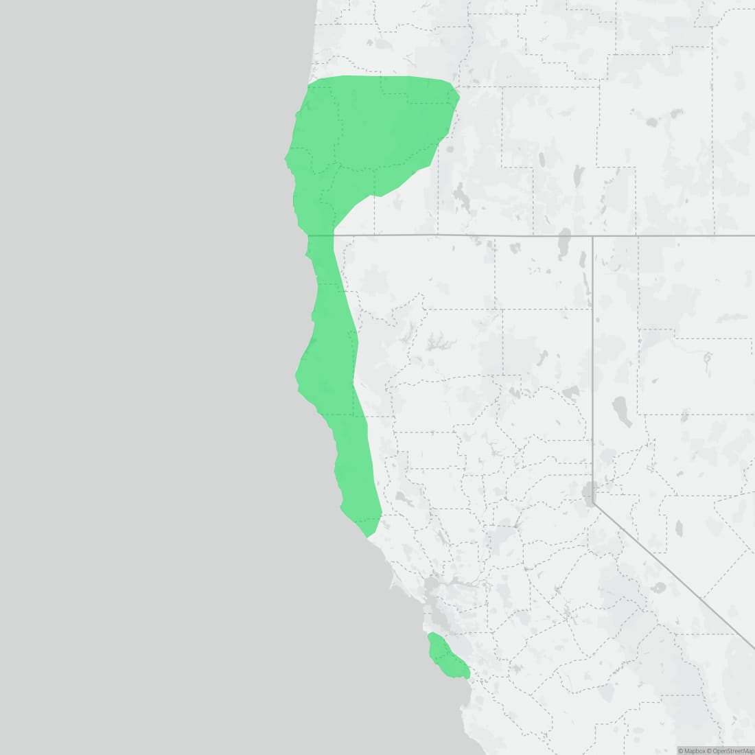 Range map for Forest Sharp-tailed Snake