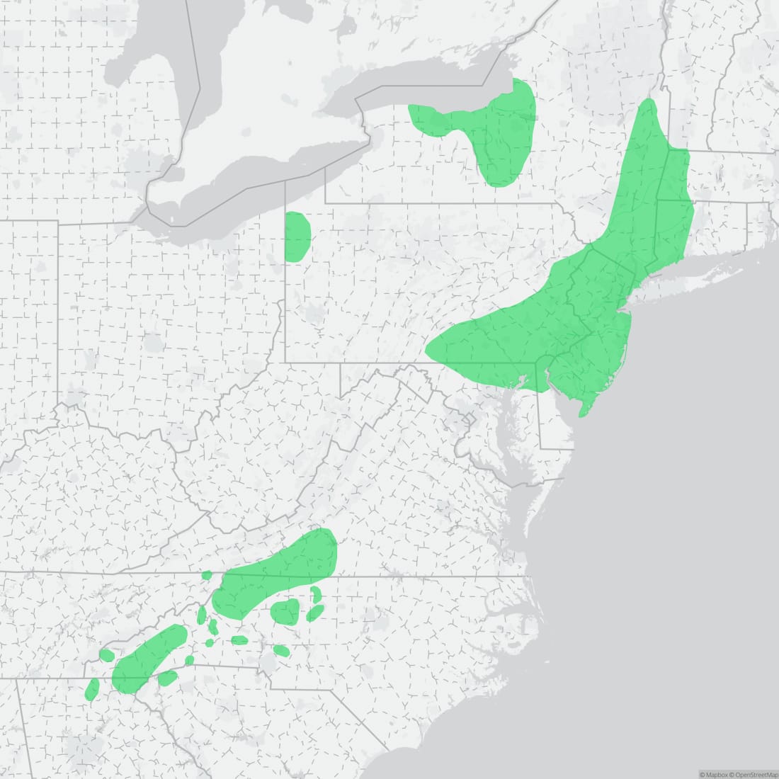 Range map for Bog Turtle