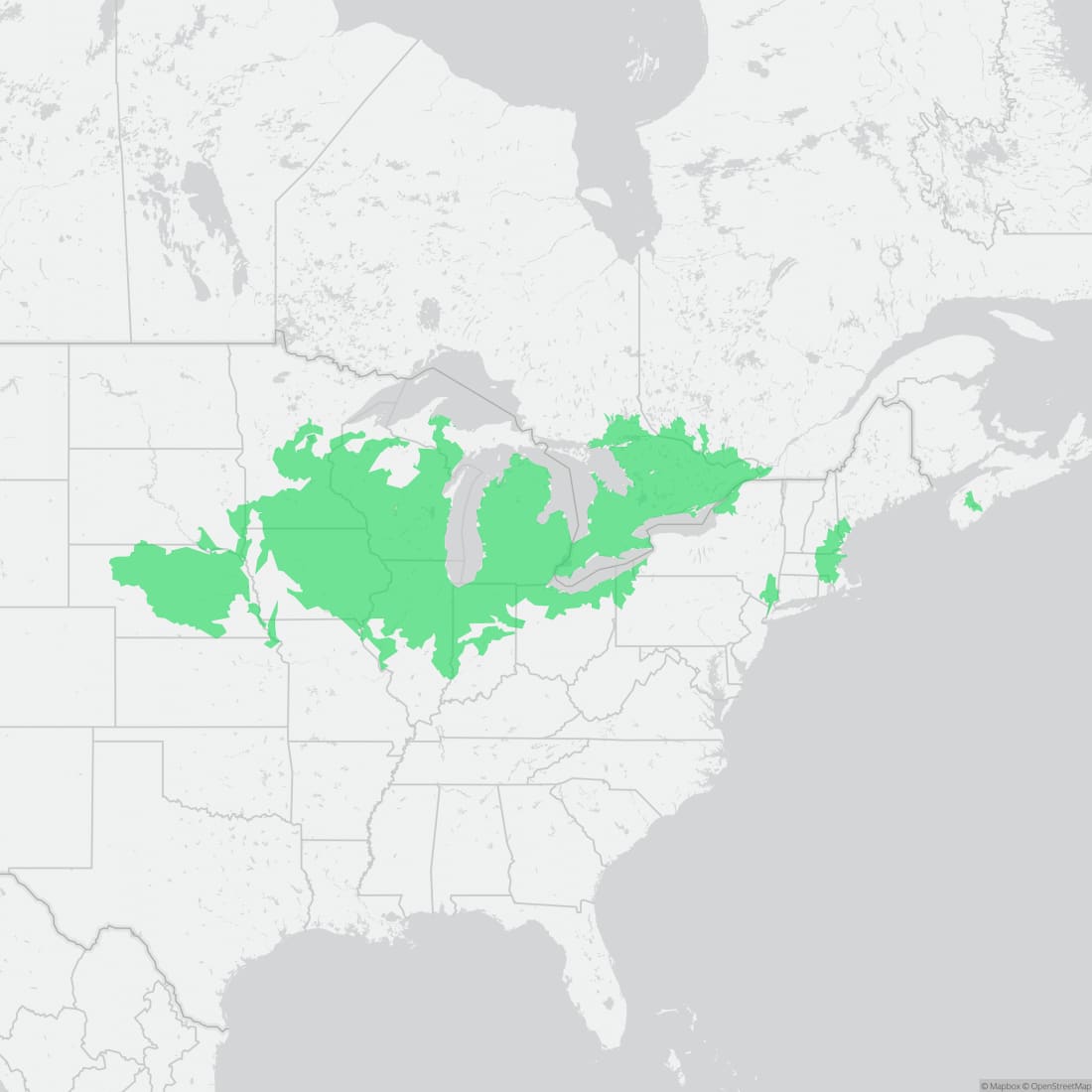 Range map for Blanding's Turtle
