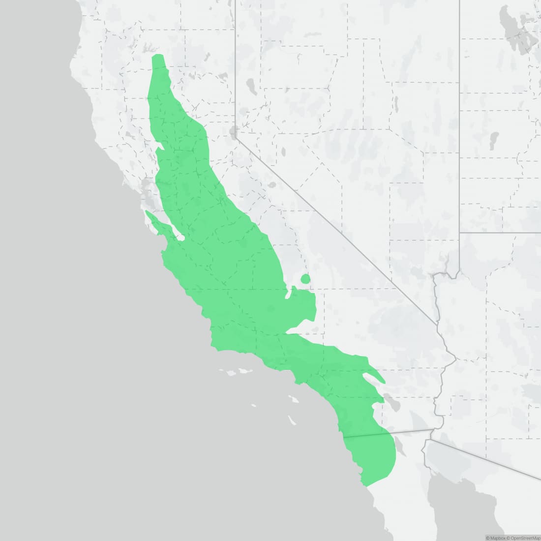 Range map for Blainville's Horned Lizard