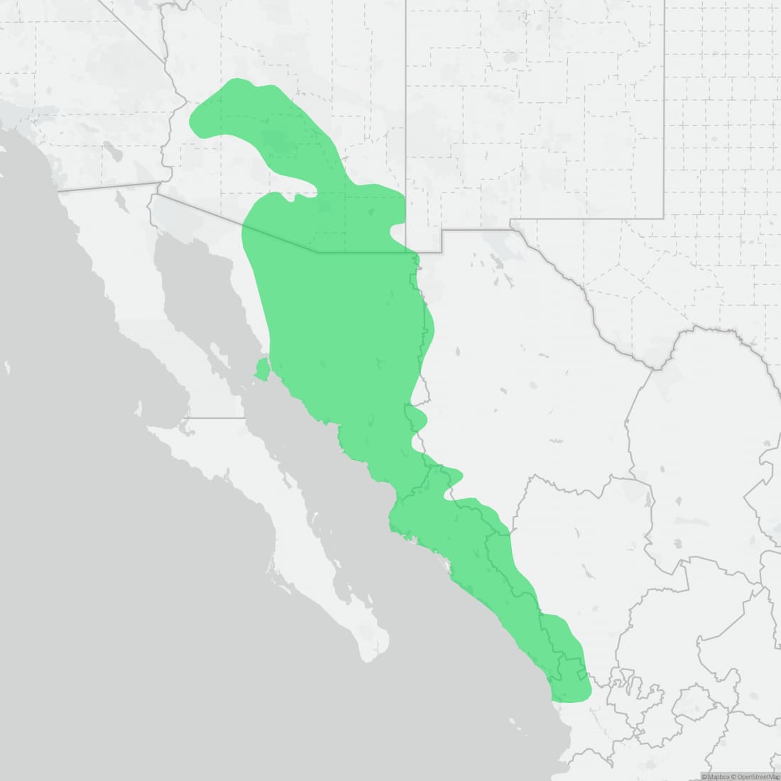 Range map for Regal Horned Lizard