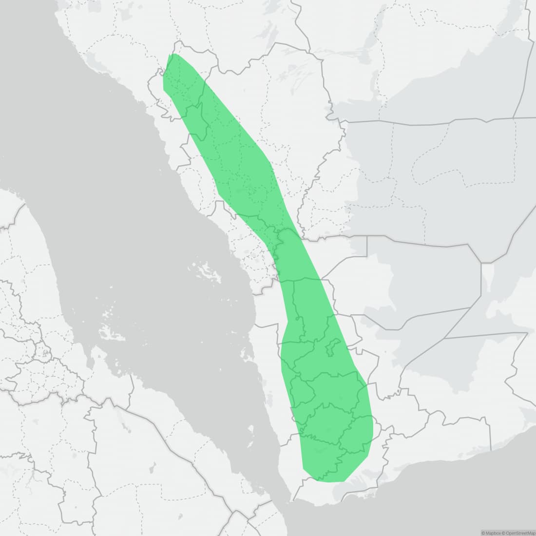 Range map for Veiled Chameleon