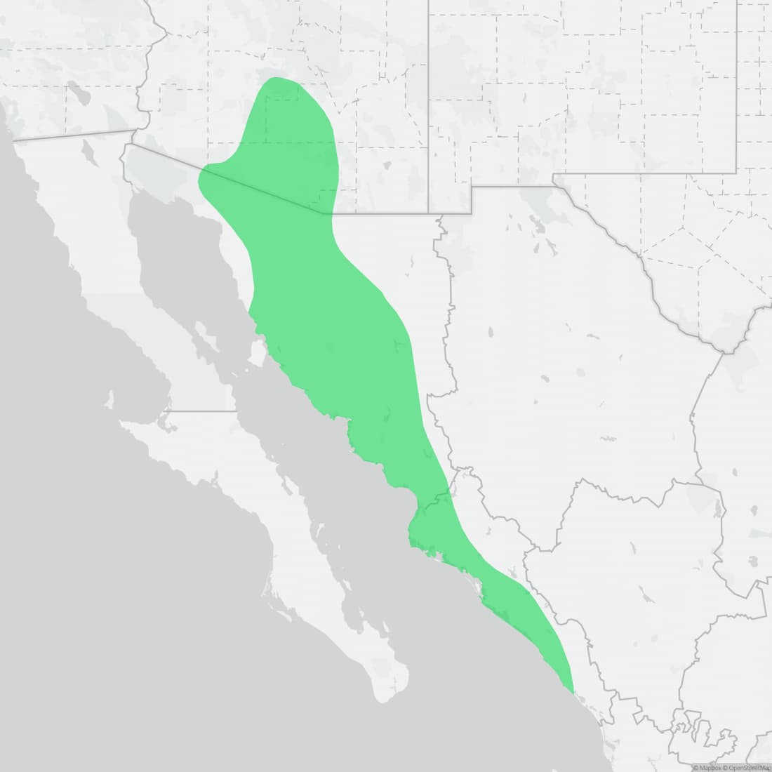 Range map for Saddled Leafnose Snake