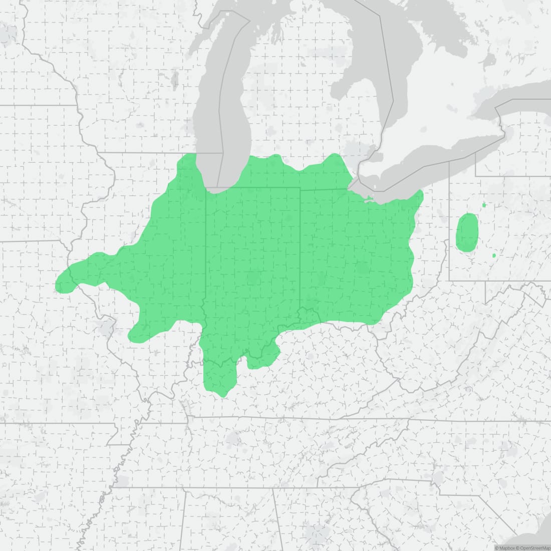 Range map for Kirtland's Snake