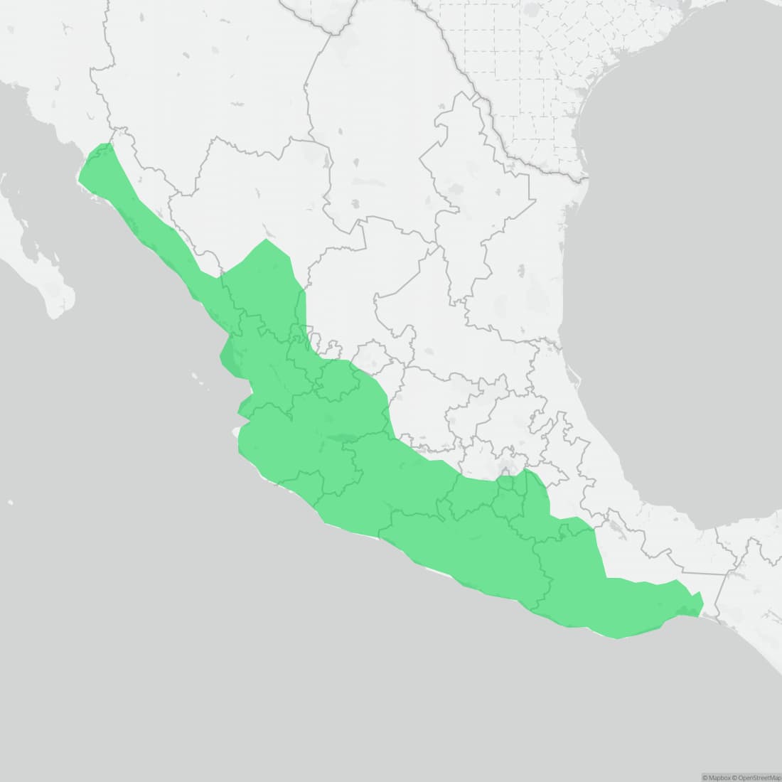 Range map for Western Spiny-tailed Iguana