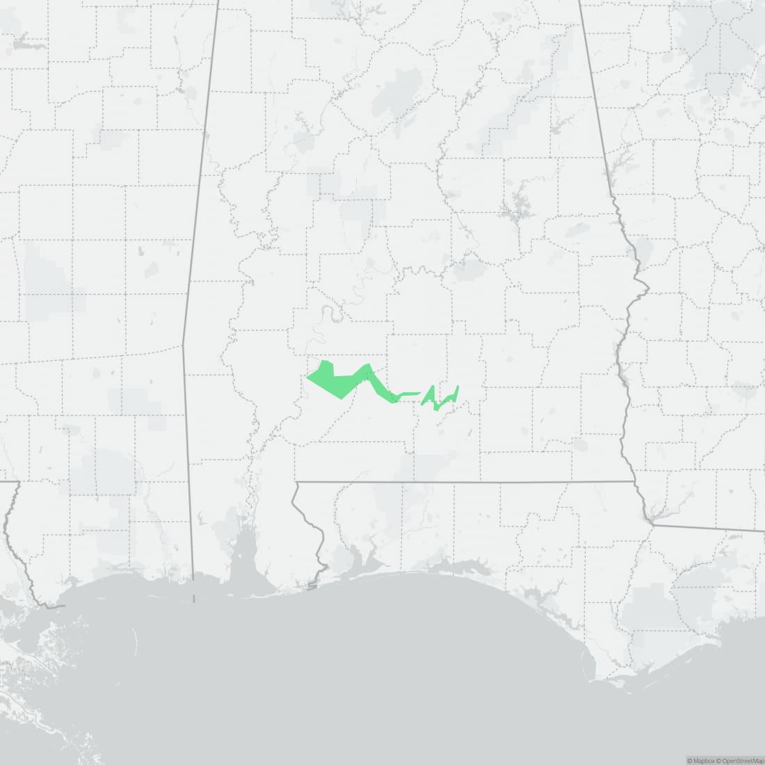 Range map for Red Hills Salamander