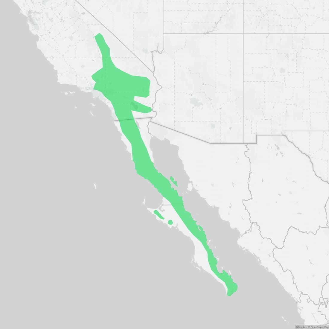 Range map for California Lyresnake