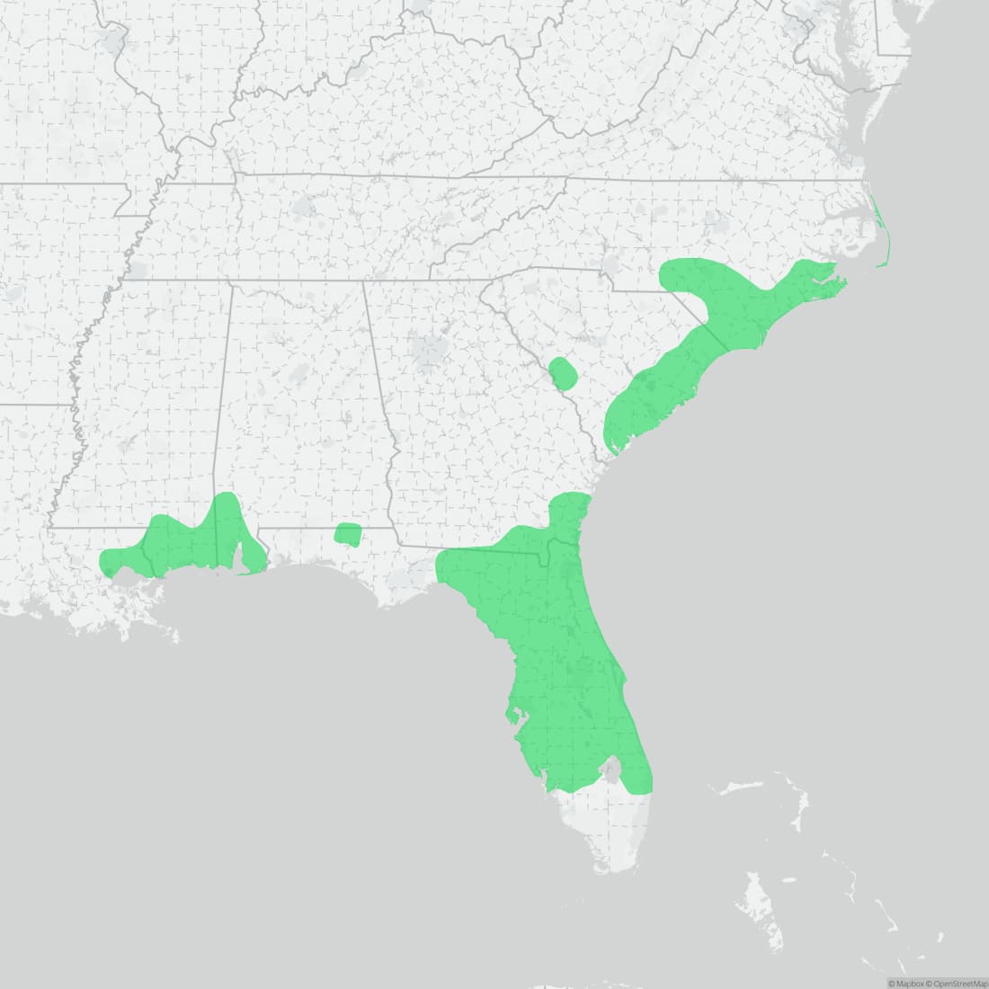 Range map for Pine Woods Littersnake