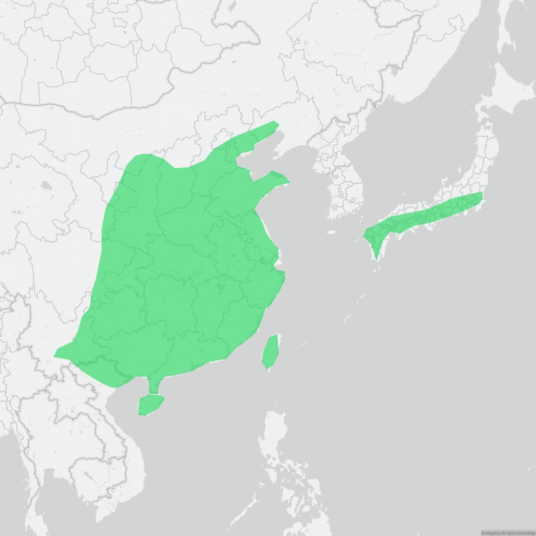 Range map for Chinese Softshell Turtle
