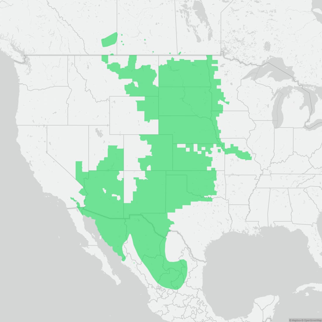 Range map for Great Plains Toad
