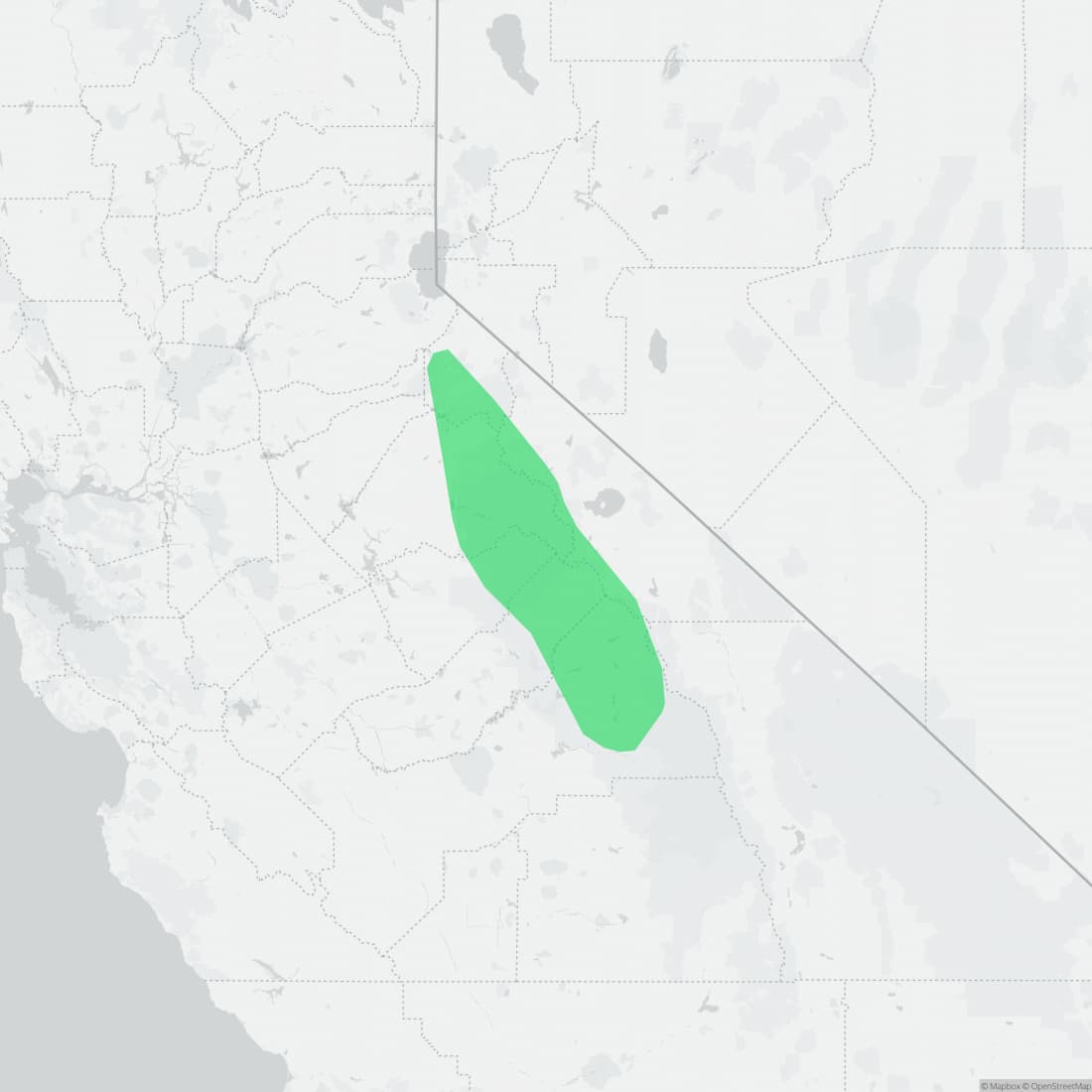 Range map for Yosemite Toad