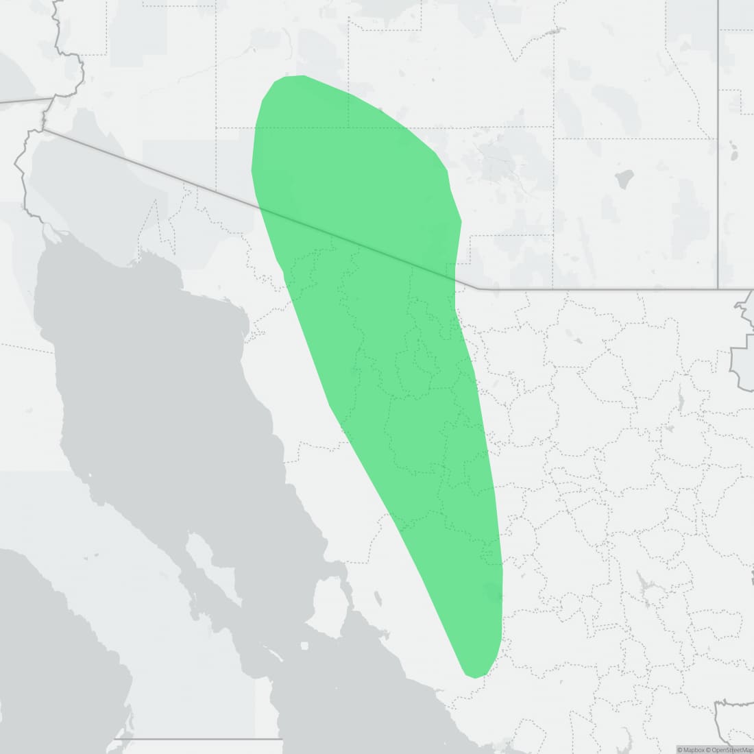 Range map for Sonoran Green Toad