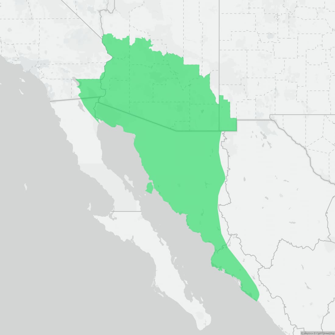 Range map for Sonoran Desert Toad
