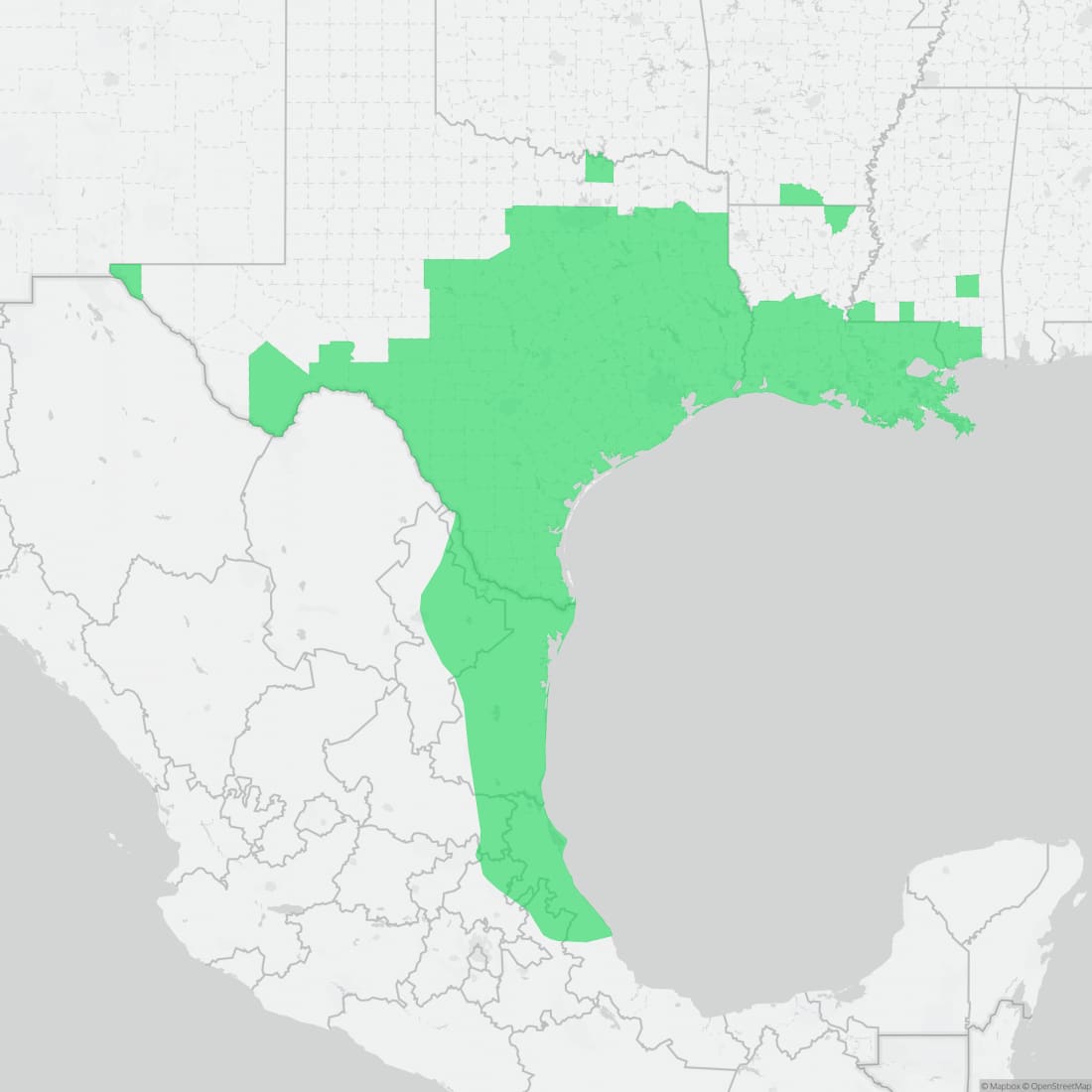 Range map for Gulf Coast Toad
