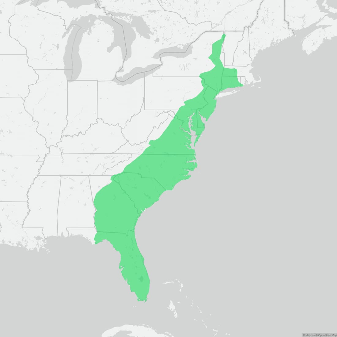 Range map for Eastern Ratsnake