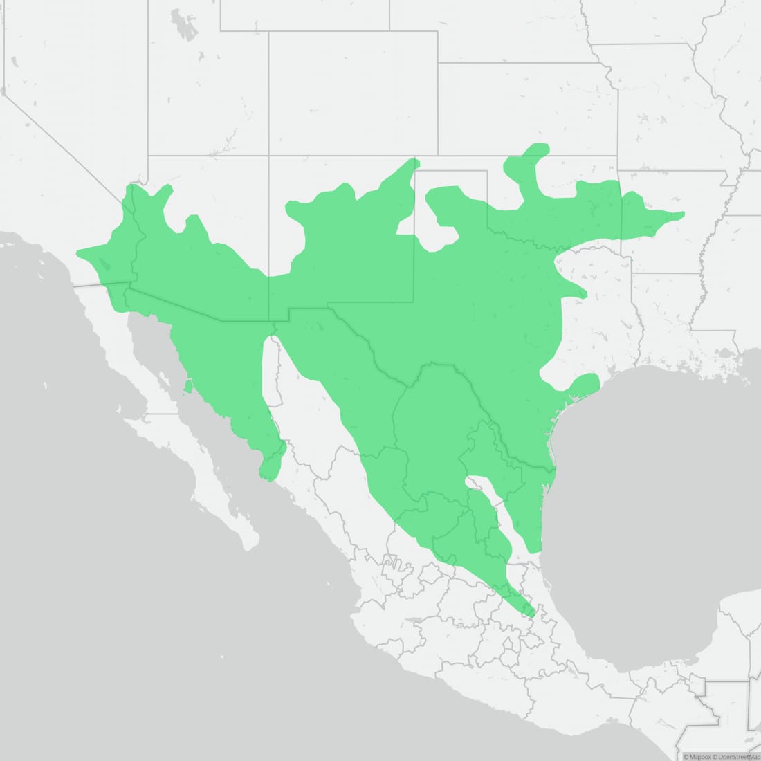 Range map for Western Diamond-backed Rattlesnake
