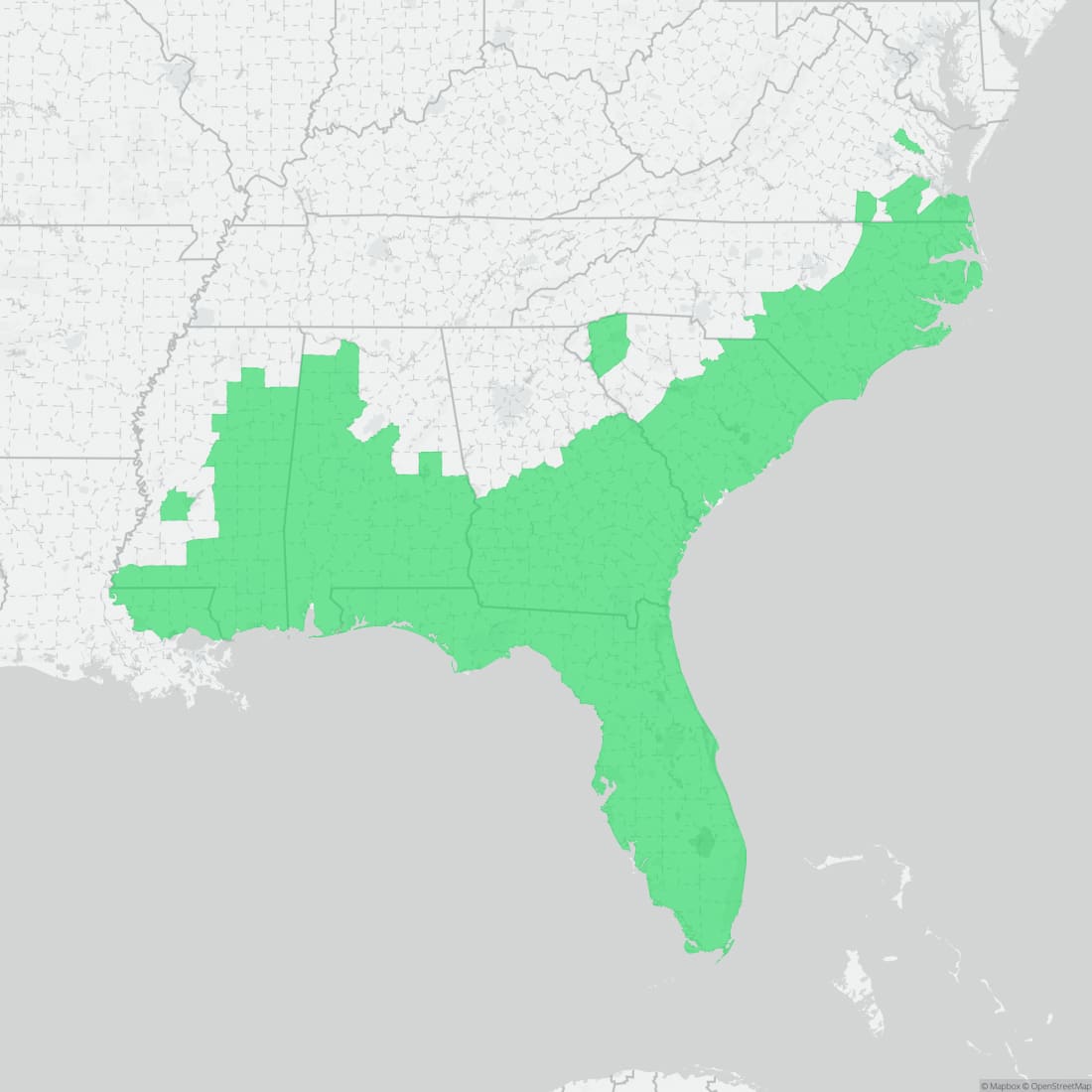 Range map for Southern Toad
