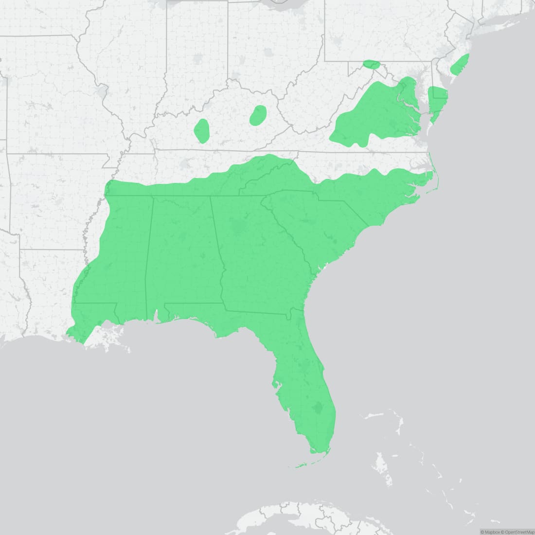 Range map for Corn Snake