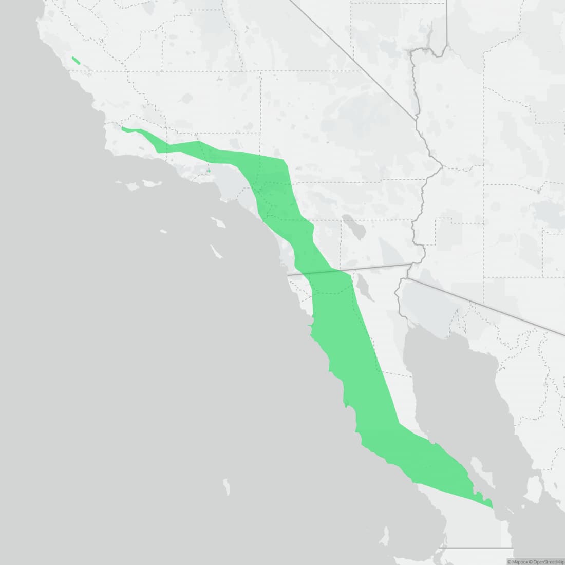 Range map for Arroyo Toad