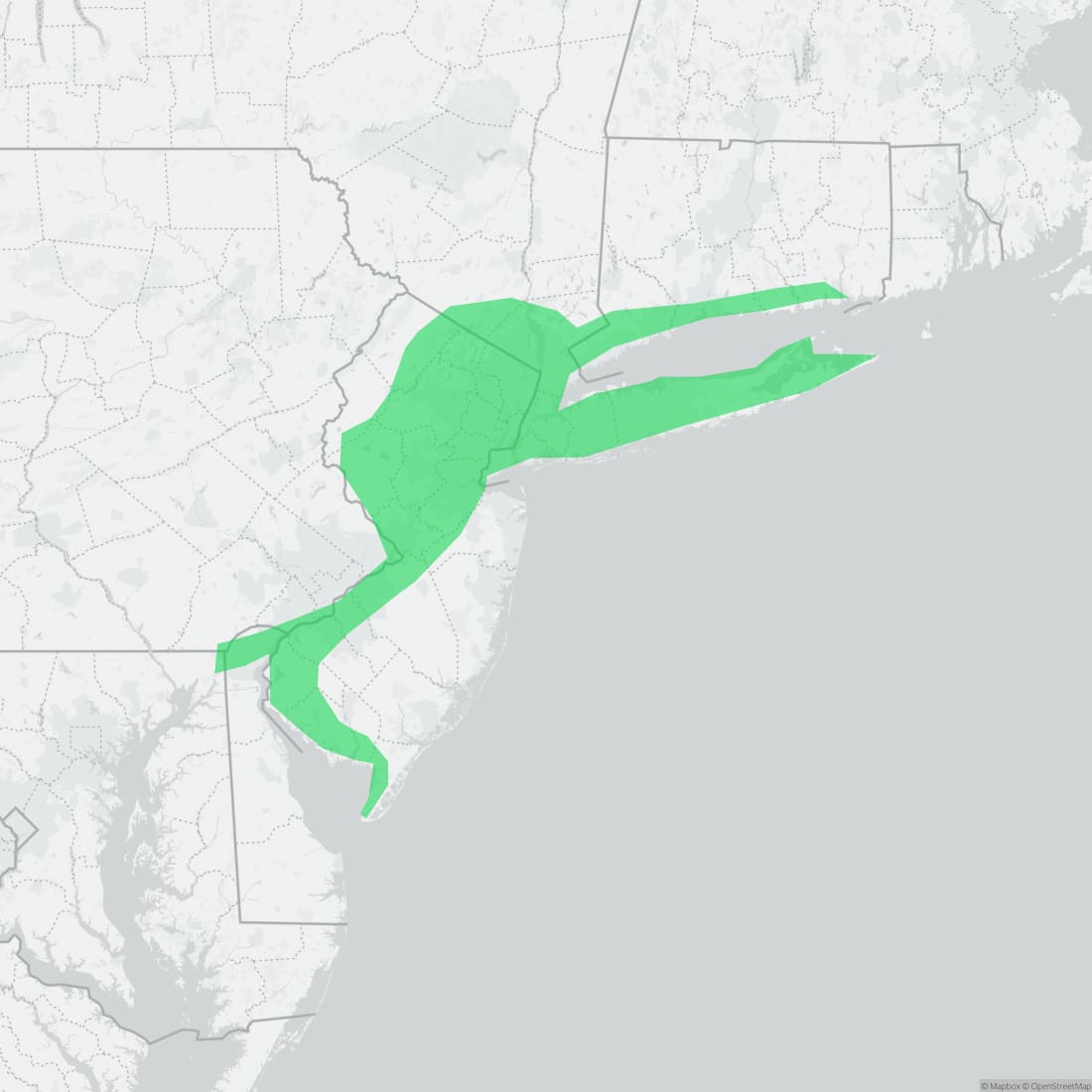 Range map for Atlantic Coast Leopard Frog