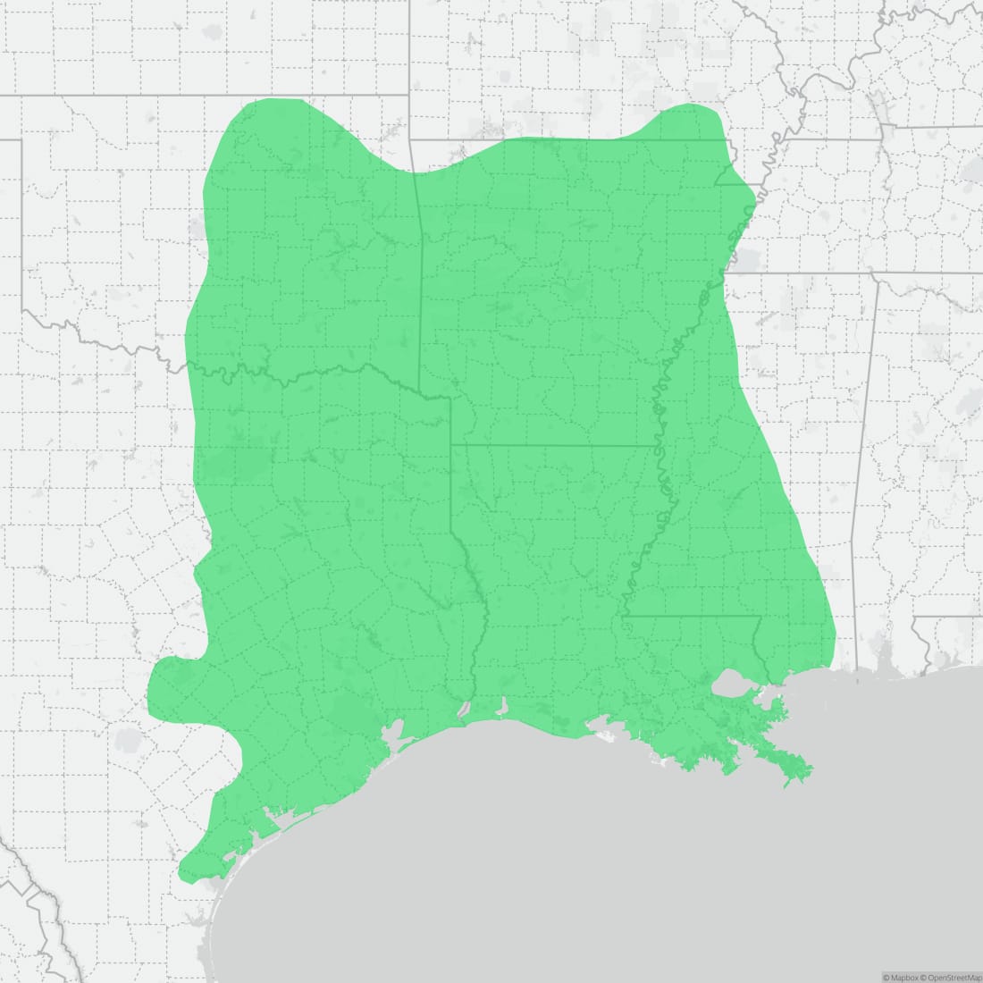 Range map for Cajun Chorus Frog