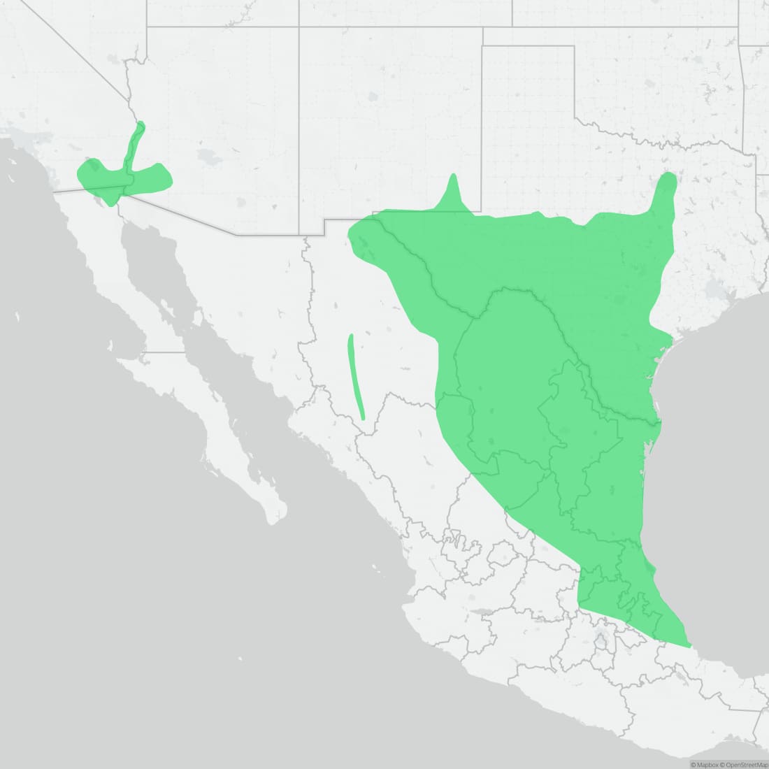 Range map for Rio Grande Leopard Frog