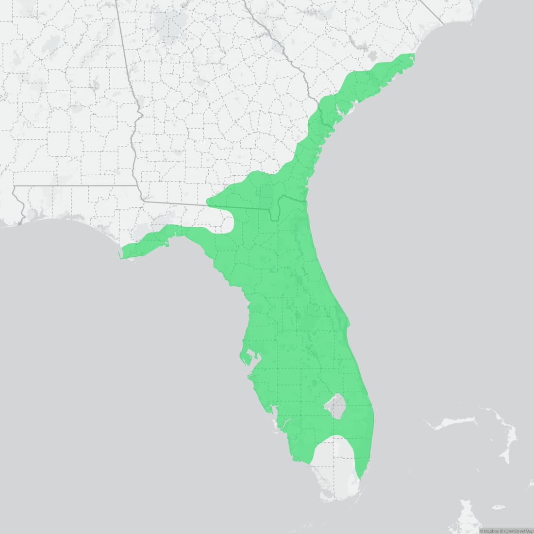 Range map for Island Glass Lizard
