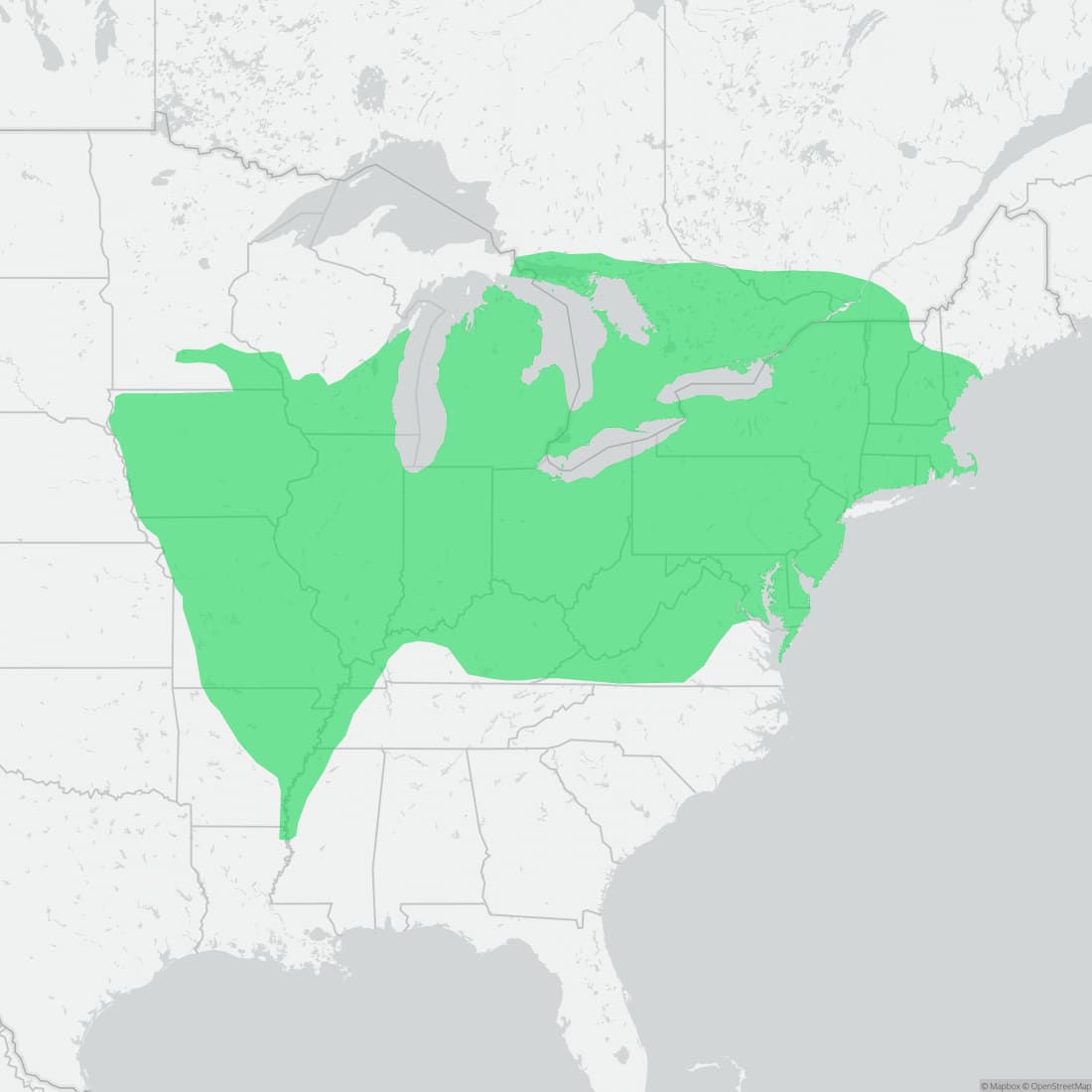 Range map for Eastern Milksnake
