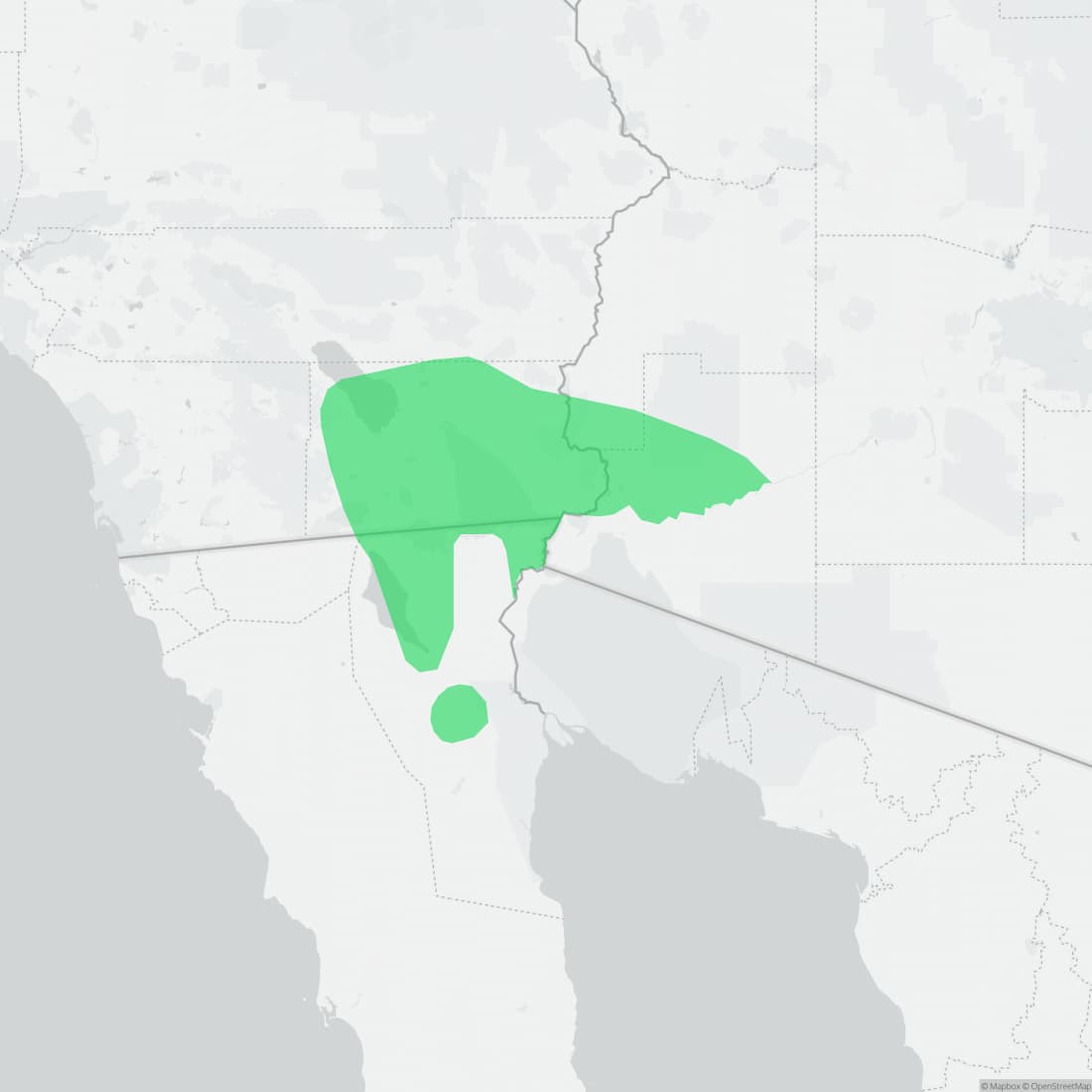 Range map for Colorado Desert Fringe-toed Lizard