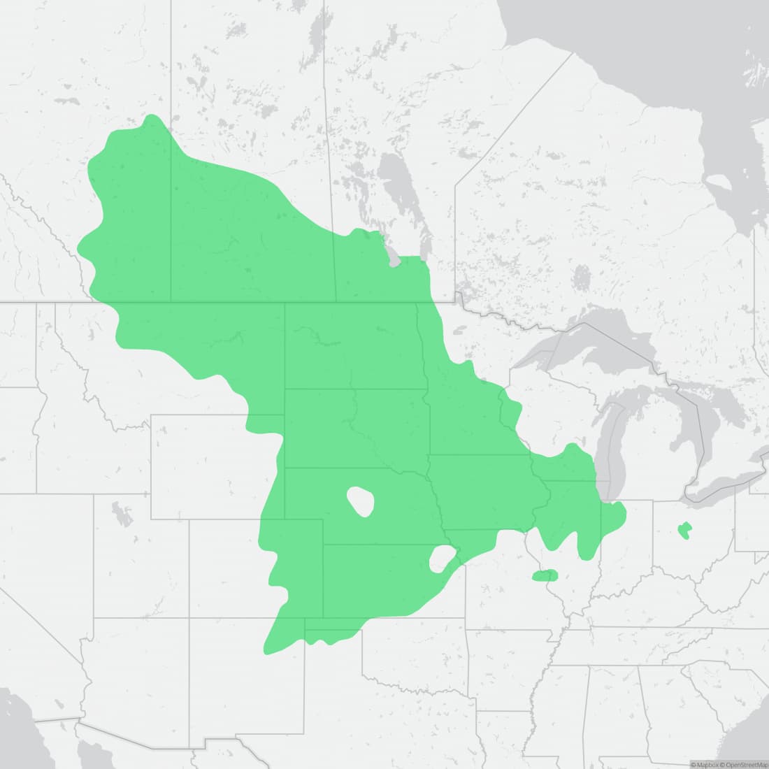 Range map for Plains Garter Snake