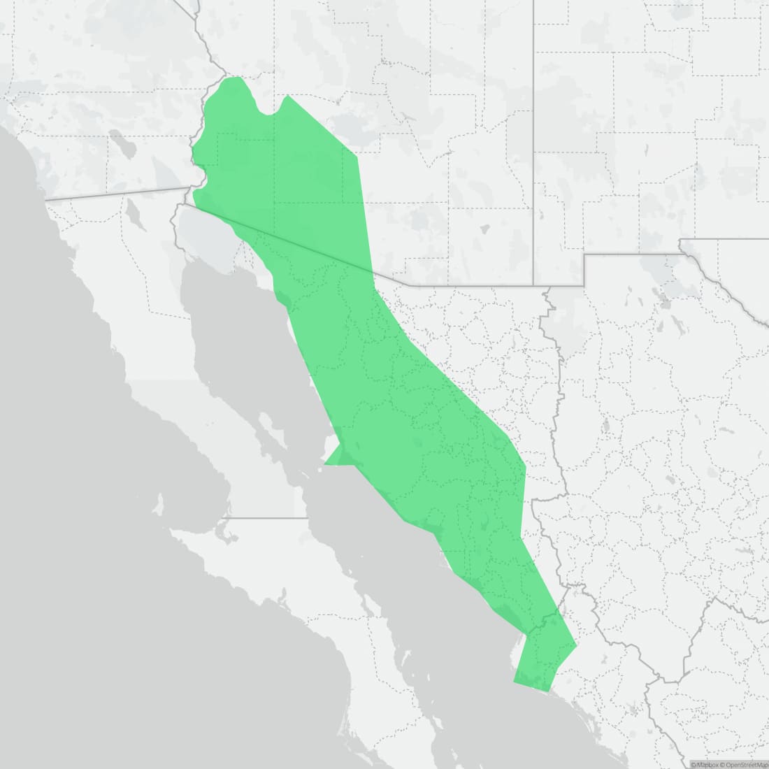 Range map for Sonoran Desert Tortoise