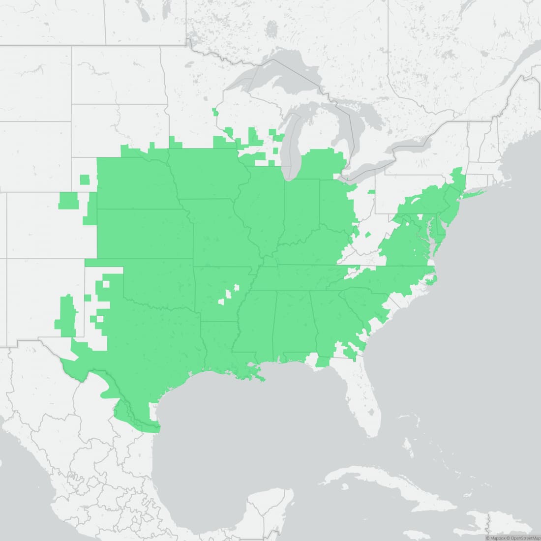 Range map for Northern Cricket Frog