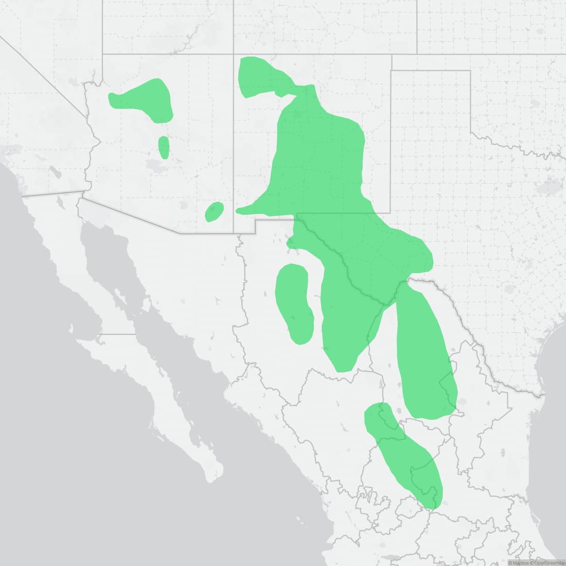 Range map for Little Striped Whiptail