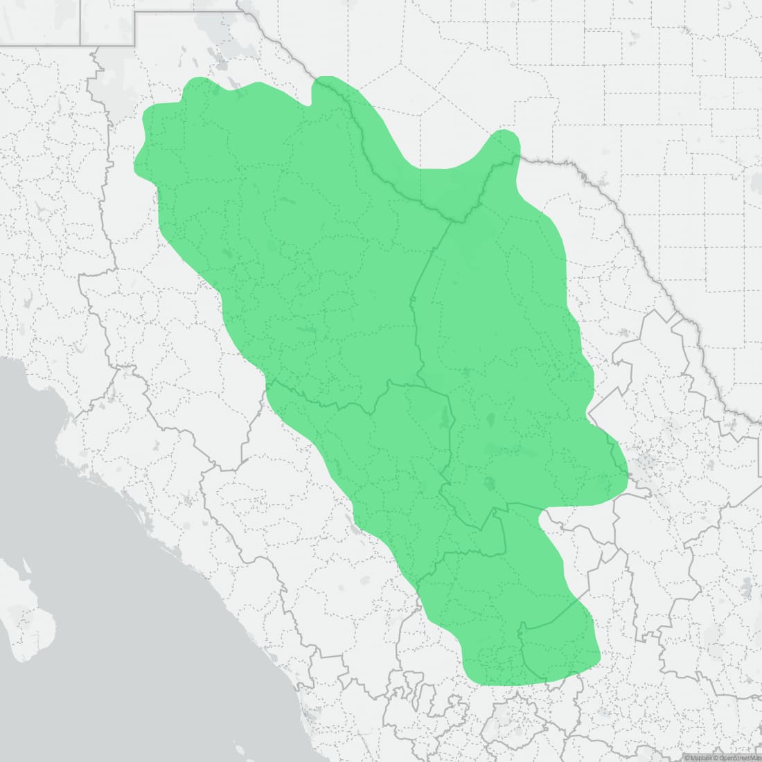Range map for Plateau Spotted Whiptail