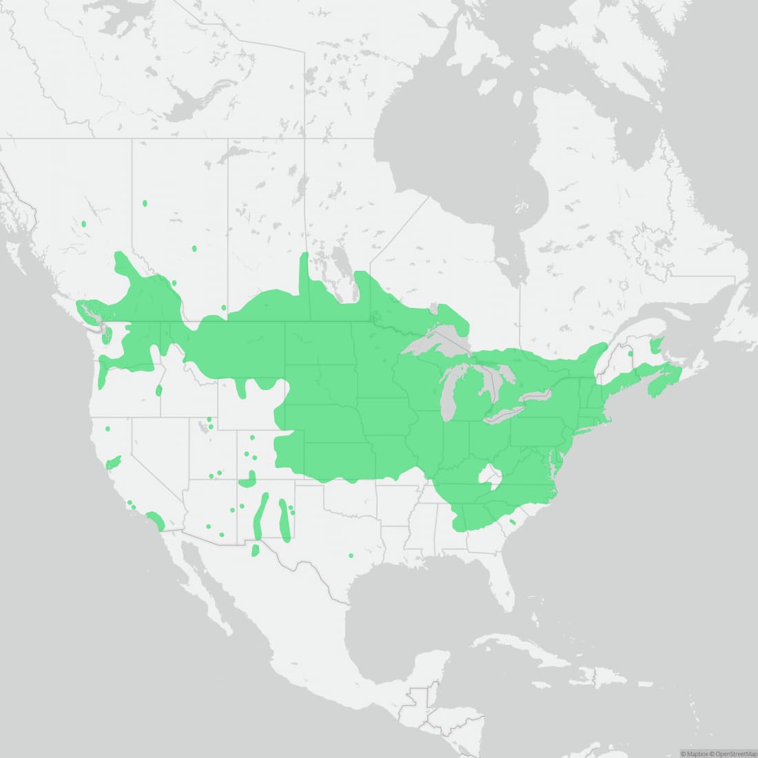 Range map for Painted Turtle