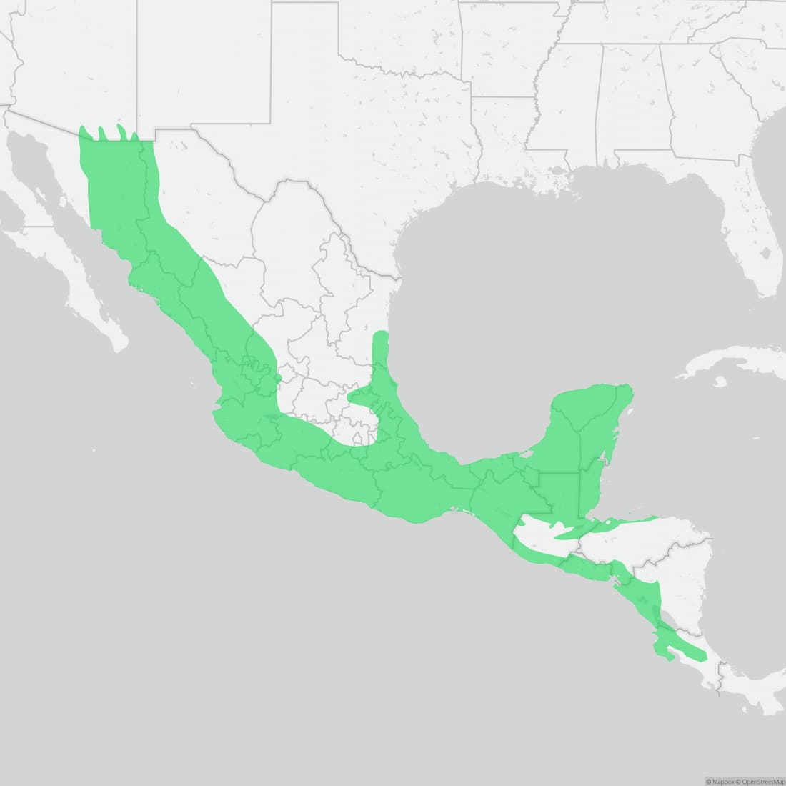 Range map for Green Rat Snake