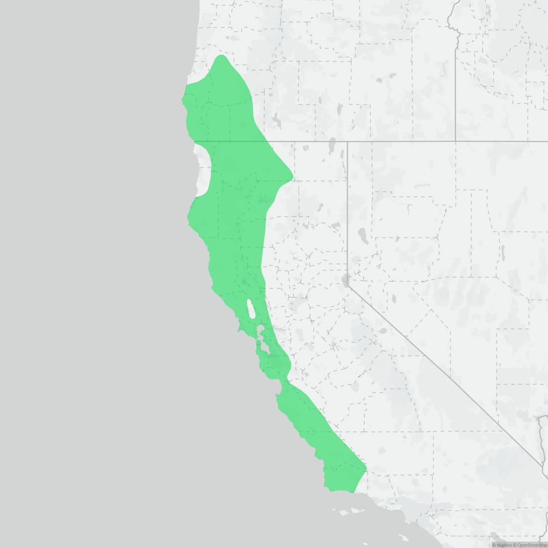 Range map for Aquatic Garter Snake