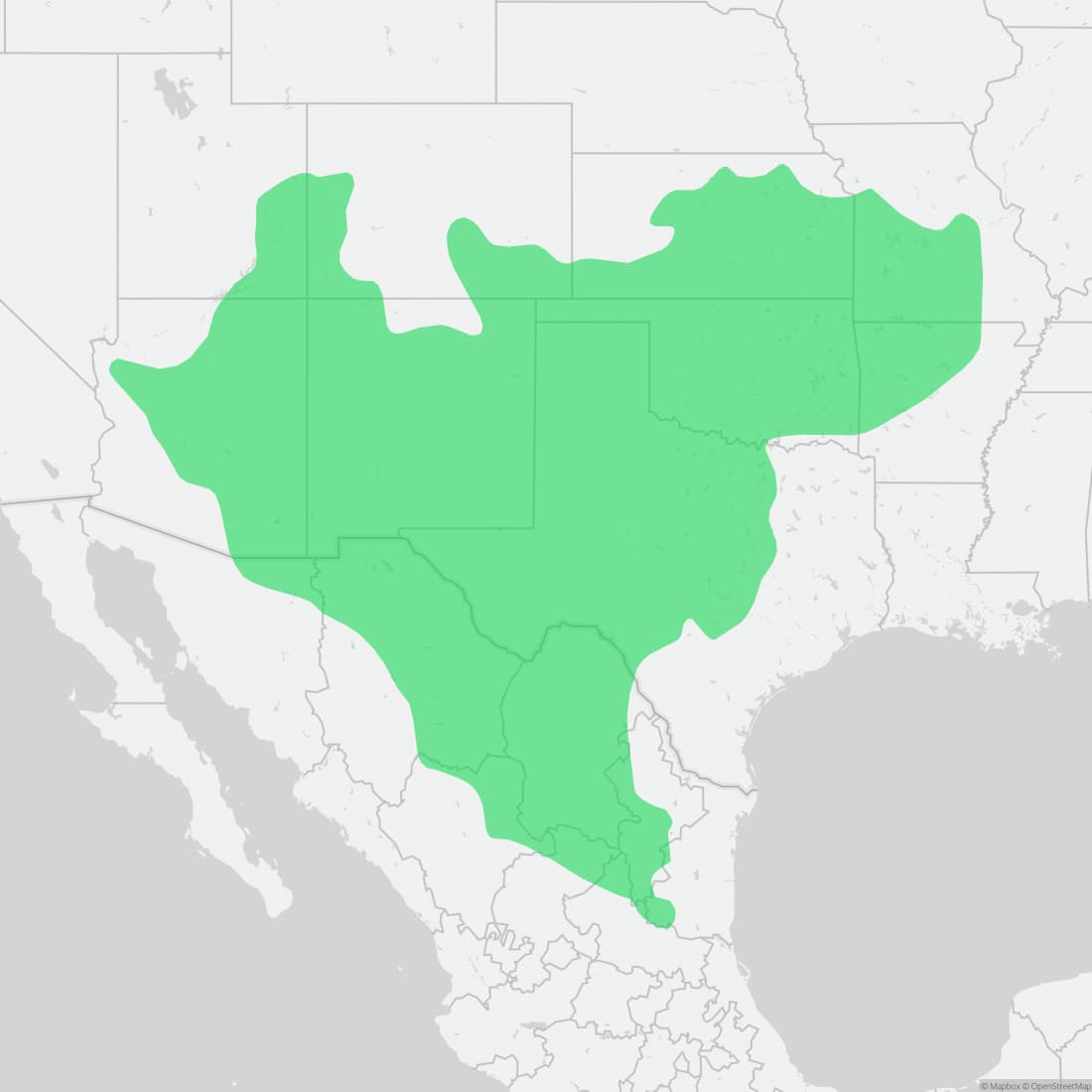 Range map for Eastern Collared Lizard