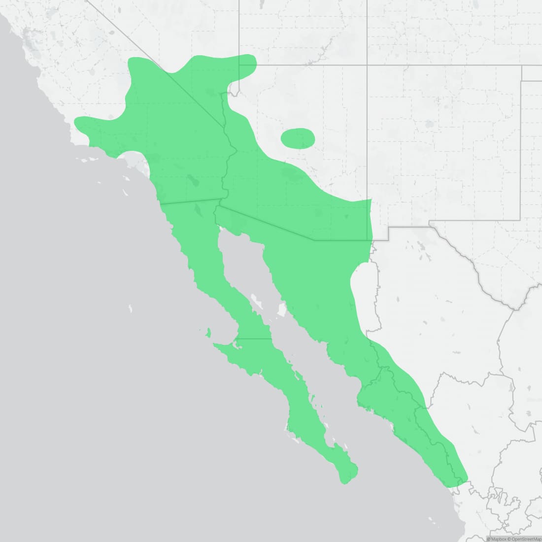 Range map for Western Threadsnake
