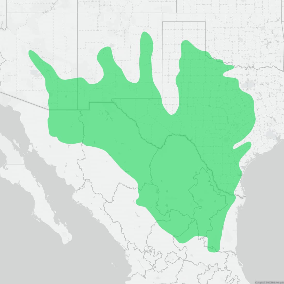 Range map for Greater Earless Lizard