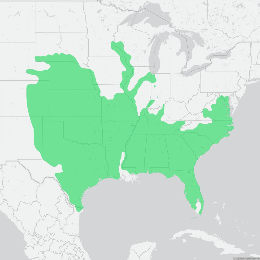 Range map for Six-lined Racerunner
