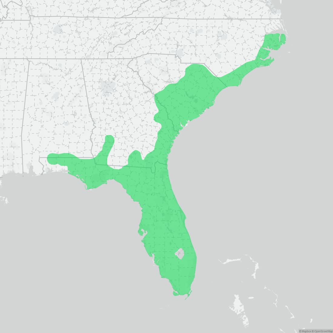 Range map for Black Swampsnake