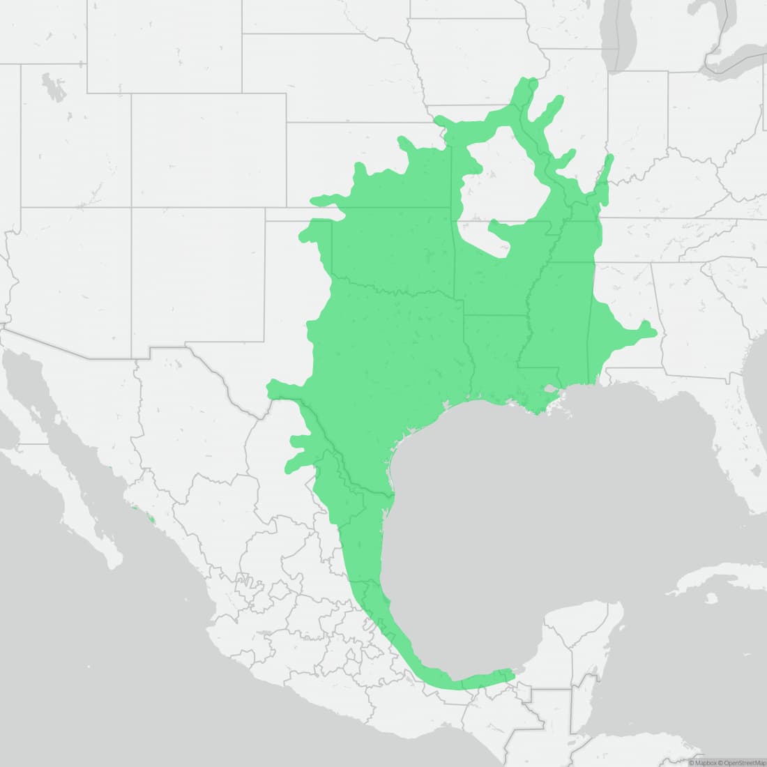 Range map for Diamondback Watersnake