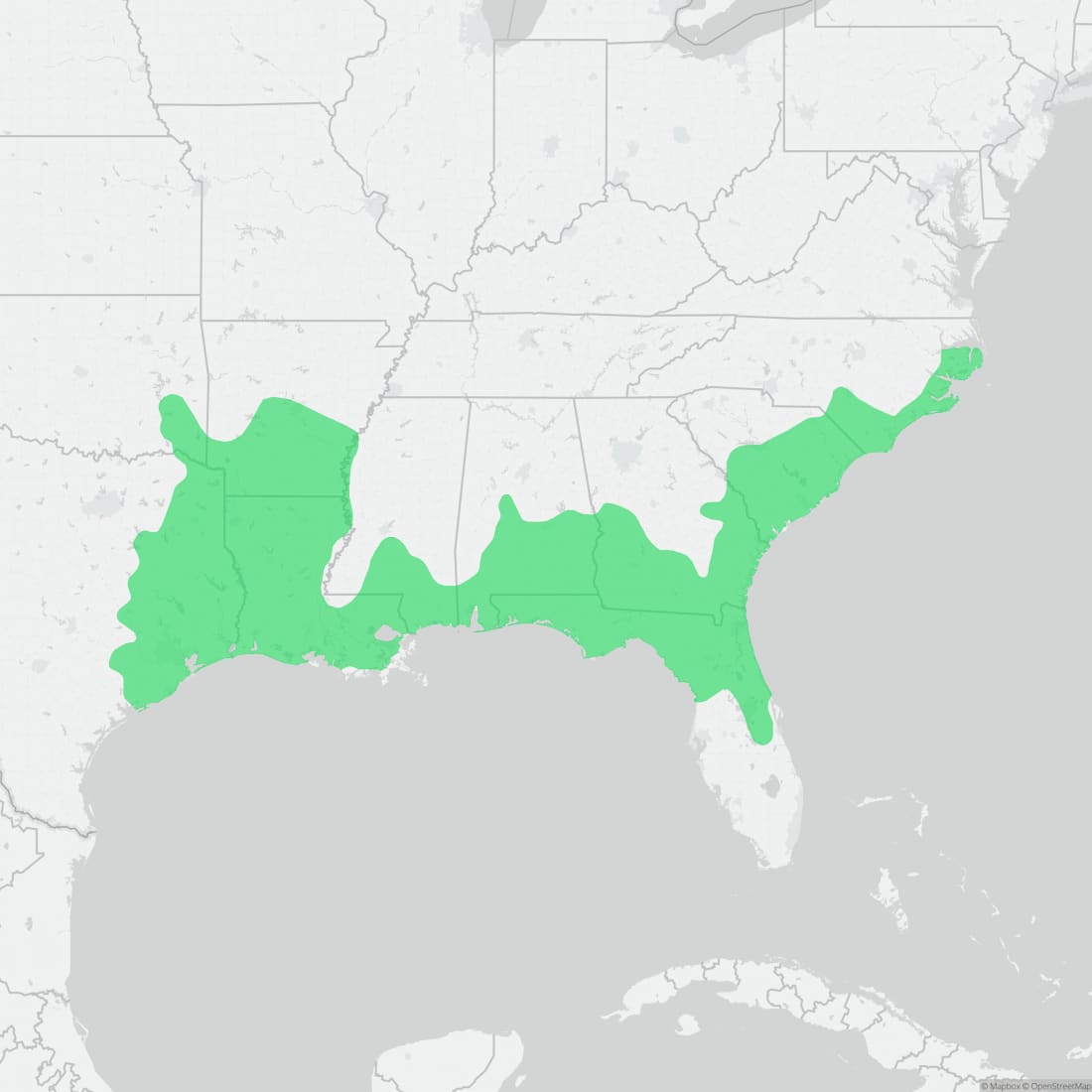 Range map for Glossy Swampsnake