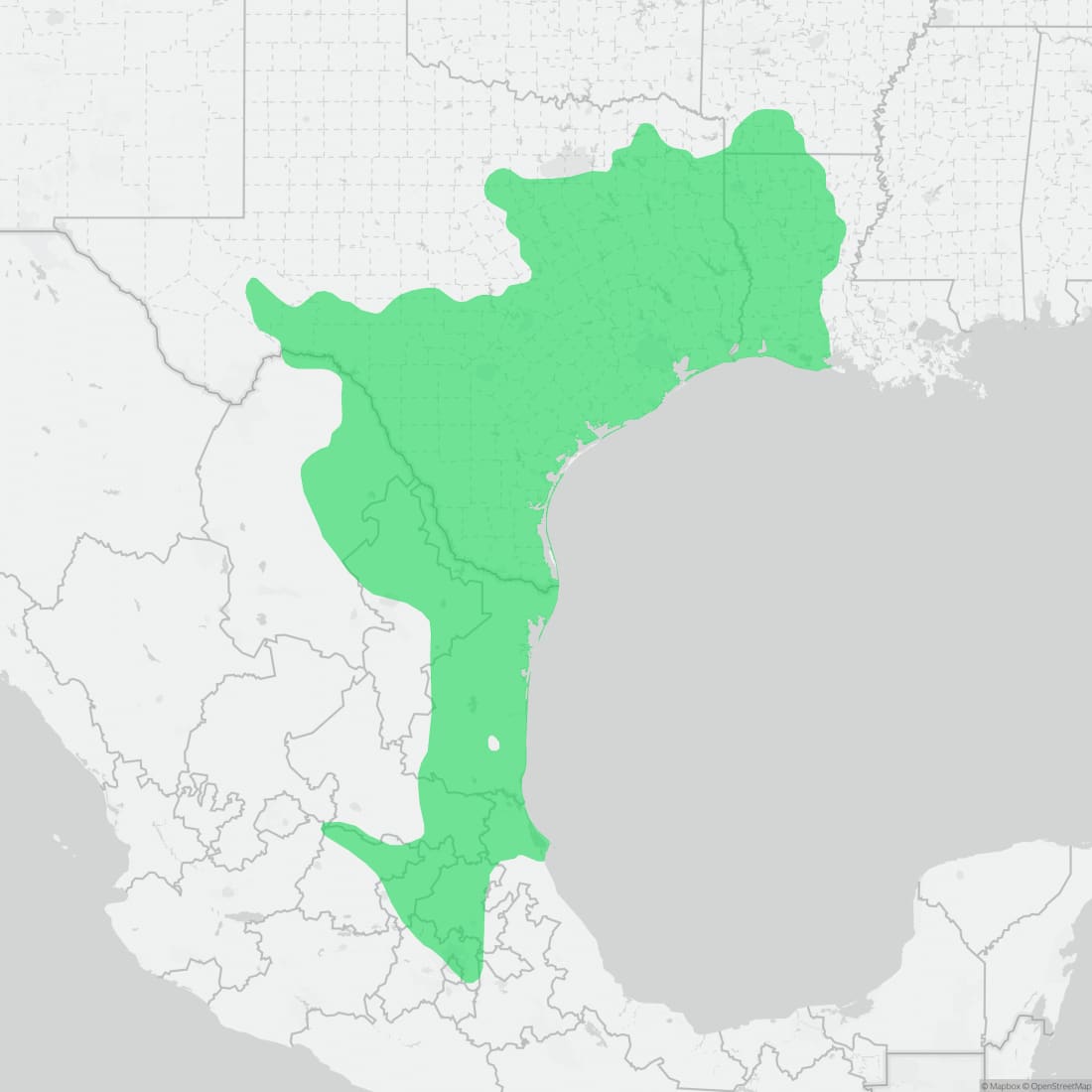 Range map for Texas Coralsnake