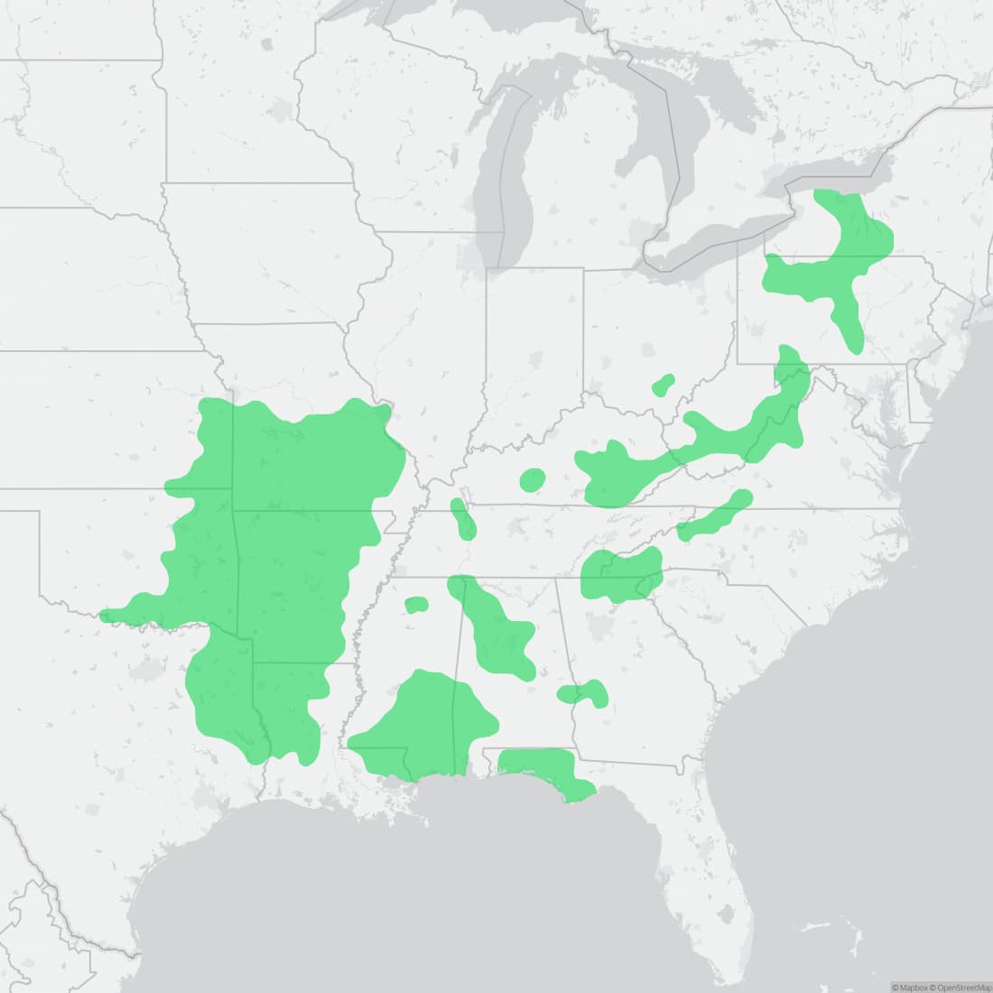 Range map for Coal Skink