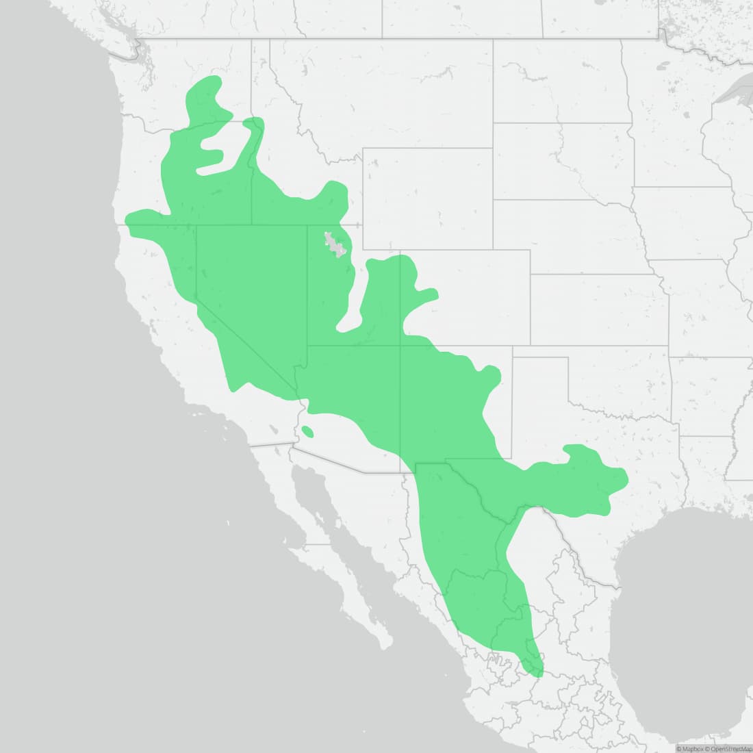 Range map for Striped Whipsnake