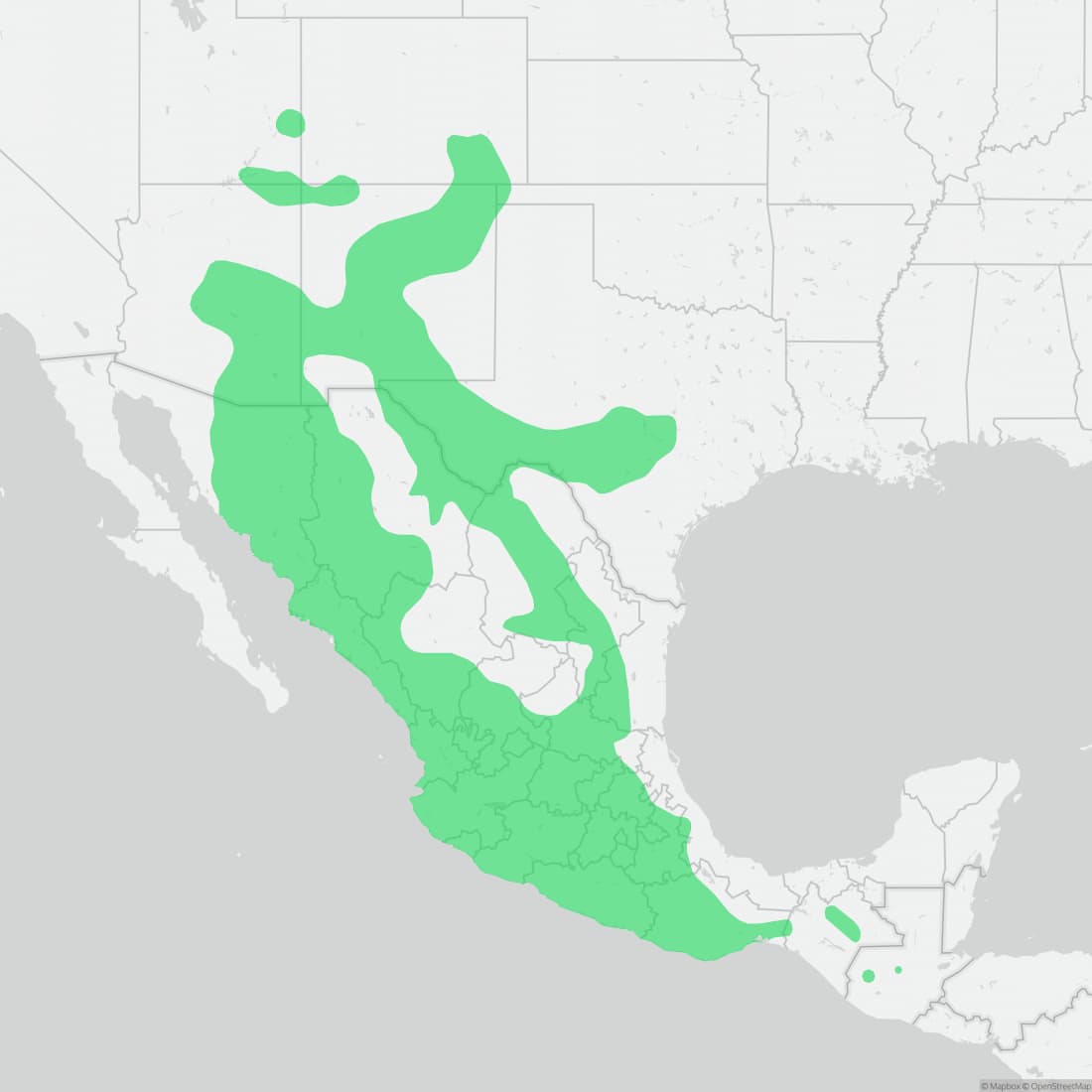 Range map for Black-necked Garter Snake