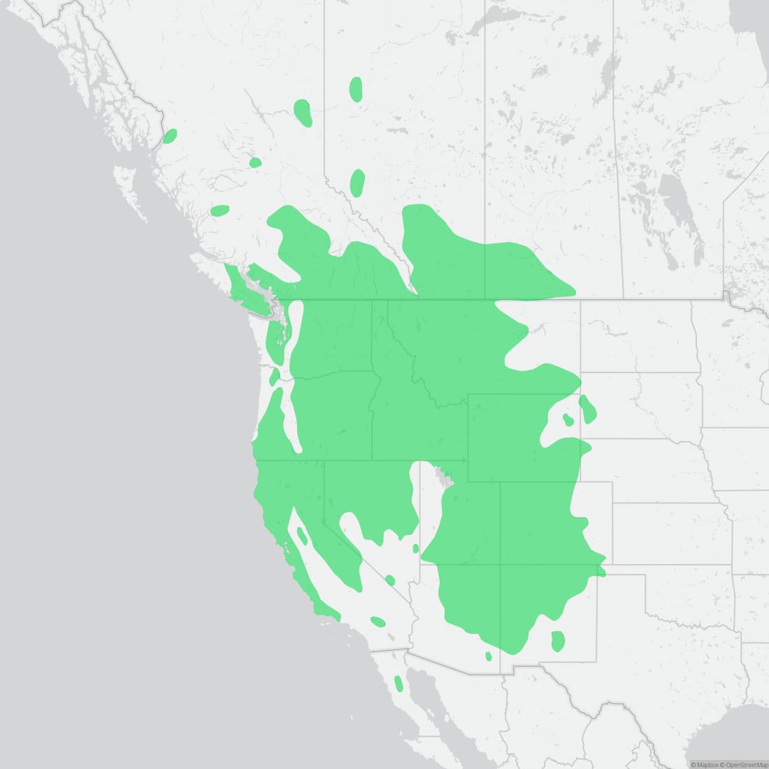 Range map for Western Terrestrial Garter Snake