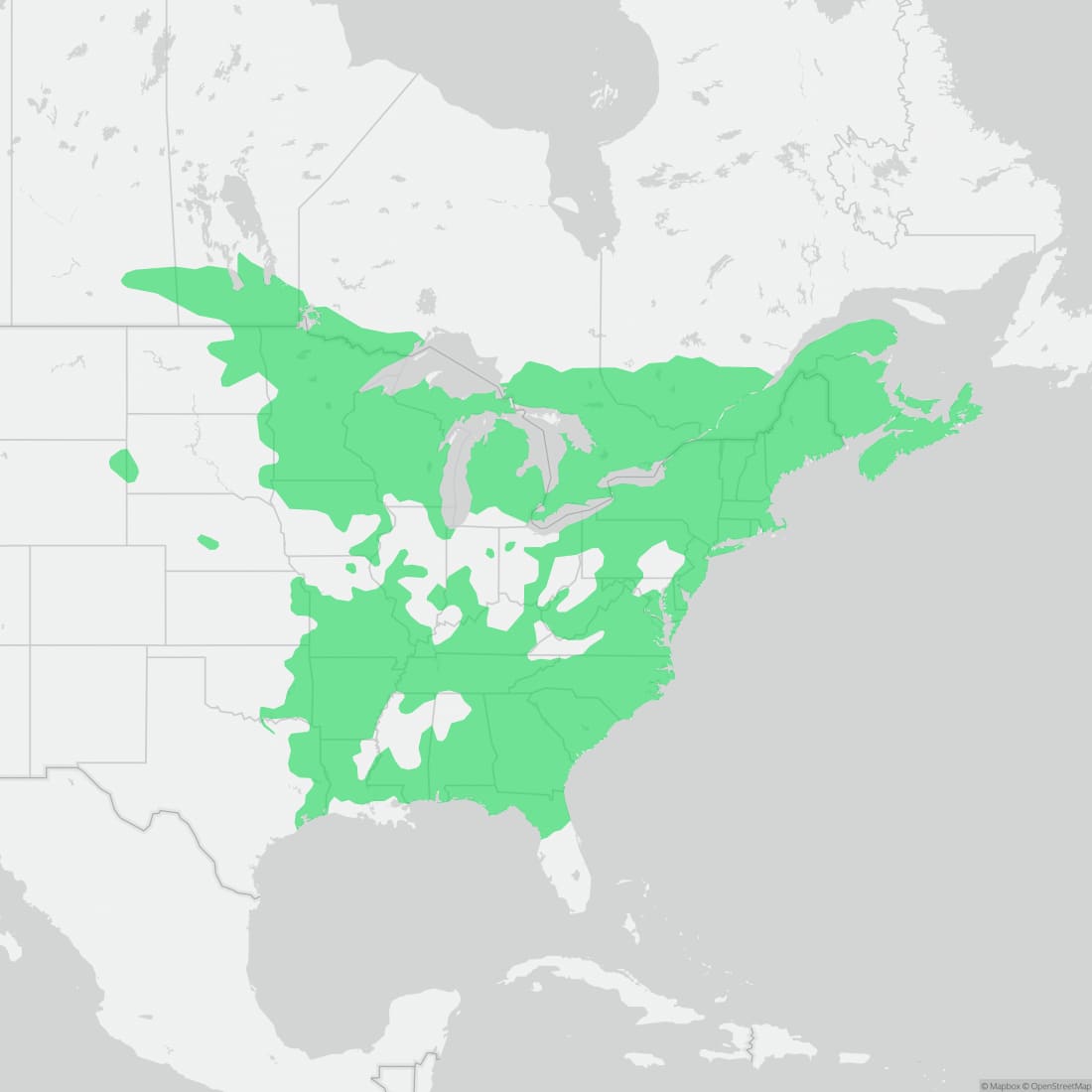 Range map for Red-bellied Snake